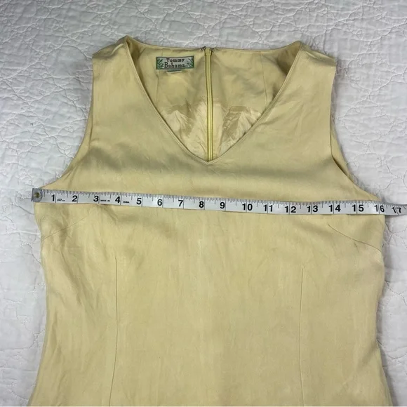 🔥Tommy Bahama 100% Silk Knee Length Yellow Butter Dress - Picture 8 of 13